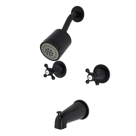 Kingston Brass KBX8140BX Two-Handle Tub and Shower Faucet, Matte Black KBX8140BX